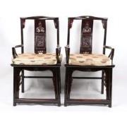 Fine Asianliving Antieke Chinese Stoelen Set/2 Handgesneden