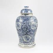 Fine Asianliving Chinese Gemberpot Blauw Wit Porselein Handgeschilderd