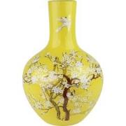 Fine Asianliving Chinese Vaas Geel Bloesems Handgemaakt D31xH47cm