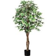 Kopu® Kunstplant Ficus 150 cm - 840 groen/witte bladeren - Natuurstam