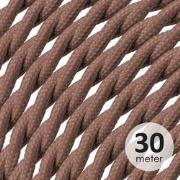 ROL 30 Meter strijkijzersnoer GEDRAAID BRUIN 3X0.75mm