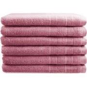 OUTLET BADTEXTIEL - set van 6 - gastendoek 30x50 - roze