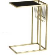 Livingfurn - Bijzettafel Djura Zwart Brass - Marmer - 30x45x65