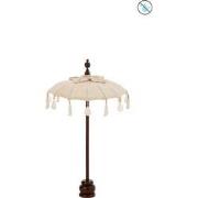 J-line - Parasol+voet Kwastjes/schelpen Beige Hout Donker Bruin Small ...