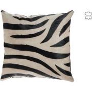 J-line - Kussen Zebra Leder/canvas Zwart - 44x43x14cm