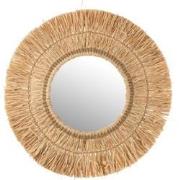 J-line - Spiegel Hangend Rond Riet Raffia Naturel - 61.5x61.5x2.5cm