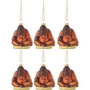 J-line - Doos Van 6 Kerstballen Gorilla Glas Bruin - 5x7x10cm