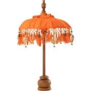 J-line - Parasol Dayu Katoen/hout Oranje Small - 14x14x85cm