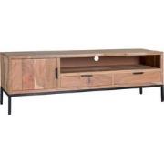 Livingfurn - TV Meubel Oslo Acasia 140 cm - Acasia / Gecoat Staal