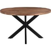 Livingfurn - Eetkamertafel Rocky Round Spider 140cm - Mangohout / Geco...