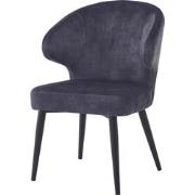 Livingfurn - Eetkamerstoel Donna antraciet Velvet - Antraciet - 2 stuk...