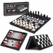 Allerion 3-in-1 Schaakbord Set - Schaken, Dammen, Backgammon - Schaakb...