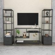 TV Meubel Set Robbins Black Zwart Antraciet Melamine 198x160x39 cm