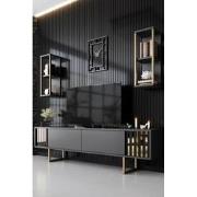 TV Meubel Set Gold Line Antraciet Zwart Melamine 180x48x30 cm