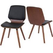 Cosmo Casa Set van 2 Eetkamerstoelen - Gebogen Hout - Retro Ontwerp - ...