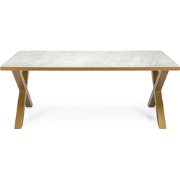 Stalux Eettafel 'Roos' 200 x 100cm, kleur goud / wit marmer