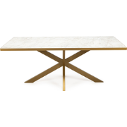 Stalux Eettafel 'Gijs' 200 x 100cm, kleur goud / wit marmer