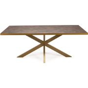 Stalux Eettafel 'Gijs' 240 x 100cm, kleur goud / lederlook bruin