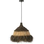 J-line - Hanglamp Rond Raffia Zwart/naturel Small - 36x36x40cm