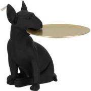 J-line - Plateau Hond Poly Zwart/goud - 32x23x28cm