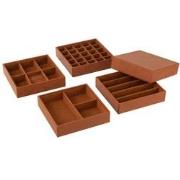 J-line - Juwelendoos 4 Delen Kunstleder Cognac - 19.3x19.3x22.8cm