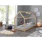 LUCEVI - Cabane bed + Lattenbodem + Matras - Bruin - 90x200x10 cm