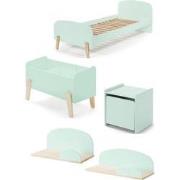 LUCEVI - Kiddy bed + Nachtkastje + Hangplankjes + Speelkoffer - Mint G...