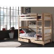 LUCEVI - Pino Stapelbed H180CM + 2 Lades + Ladder - Bruin - 90x200 cm