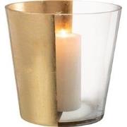 J-line - Windlicht Boe Glas Transparant/goud Large - 23x23x23cm