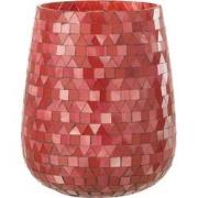 J-line - Windlicht Mozaiek Driehoek Glas Rood/roze Large - 17x17x21cm