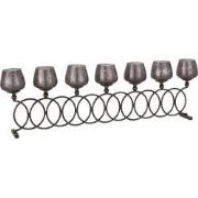 J-line - Theelichthouder 8 Ringen Craquele Glas Smokey Grey - 72x9x22c...