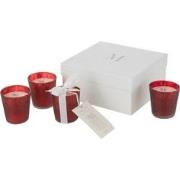 J-line - Box 4 Geurkaars M-chic Glas Rood - 6.5x6.5x7.3cm