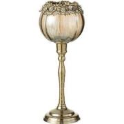 J-line - Theelichthouder Viane Metaal/glas Goud/brons Large - 10x7.6x3...