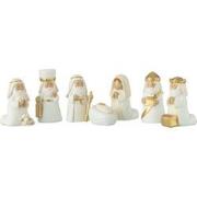 J-line - Kerststal Scene 7 Delen Resin Wit/goud - 6x4x4cm