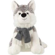 J-line - Husky+scarf Plush Polyester Grey Large - 40x25x35cm