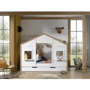LUCEVI - Babs 90 Huisbed + Rolbed - Wit - 90x200 cm