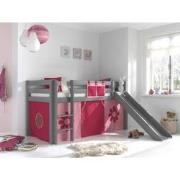 LUCEVI - Pino Halfhoogslaper H115CM + Ladder + Glijbaan + Pink Flower ...