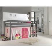 LUCEVI - Pino Halfhoogslaper H115CM + Ladder + Spring Gordijntjes - Gr...