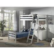 LUCEVI - Pino Mezzanine bed + Ladder + Commode 2 deuren + Bed - Wit - ...