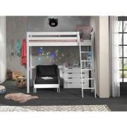 LUCEVI - Pino Mezzanine Bed + Ladder + Commode 4 Laden + Slaapfauteuil...