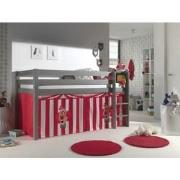 LUCEVI - Pino Halfhoogslaper H115CM + Ladder + Clown Gordijntjes - Gri...