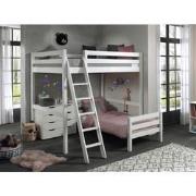 LUCEVI - Pino Mezzanine bed 140x200 cm + Ladder + Bed 90x200 cm - Wit