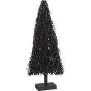 J-line - Kerstboom Plat Takken Hout Zwart Small - 37x15x90.5cm