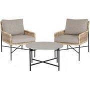 ESTORIL LOUNGE SET 3PCS (2X CHAIR  CARPIANO TABLE 50X50X36CM)  -  STEE...