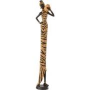 J-line - Afrikaanse Vrouw Zebra Poly Zwart/bruin - 18x12x82cm