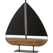 J-line - Zeilboot Hout/metaal Zwart/bruin Large - 45.5x10x49.5cm