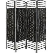 LW Collection LW Collection Kamerscherm 4 panelen rotan zwart 170x160c...