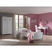 LUCEVI - Amori bed + Nachtkastje + 2 Deurs Kleerkast + Bureau - Wit - ...