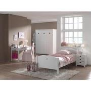 LUCEVI - Amori bed + Nachtkastje + 3 Deurs Kleerkast + Bureau - Wit - ...