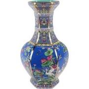 Fine Asianliving Chinese Vaas Bloemen Vogels Blauw D19xH32cm